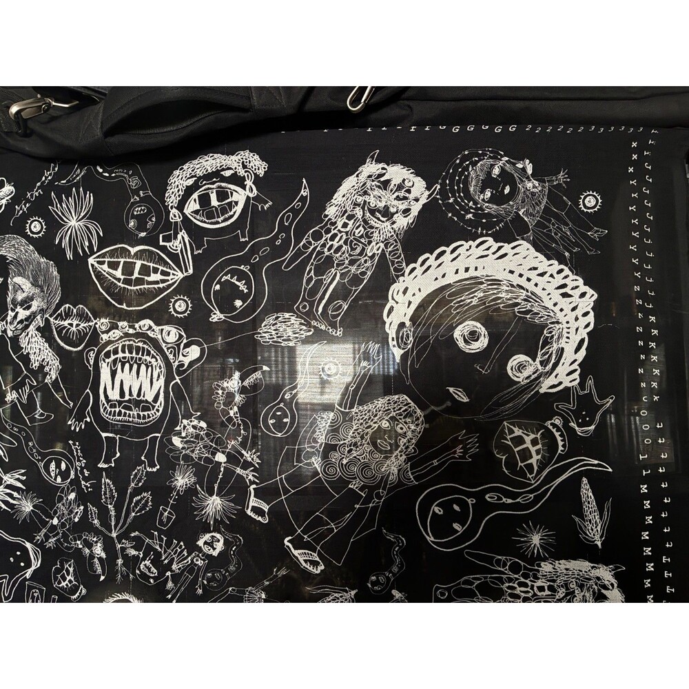 Phi Sheer Scarf Black Surrealist Horror Dark Art Print Oversize Goth Wrap 48x46 - Picture 3 of 10